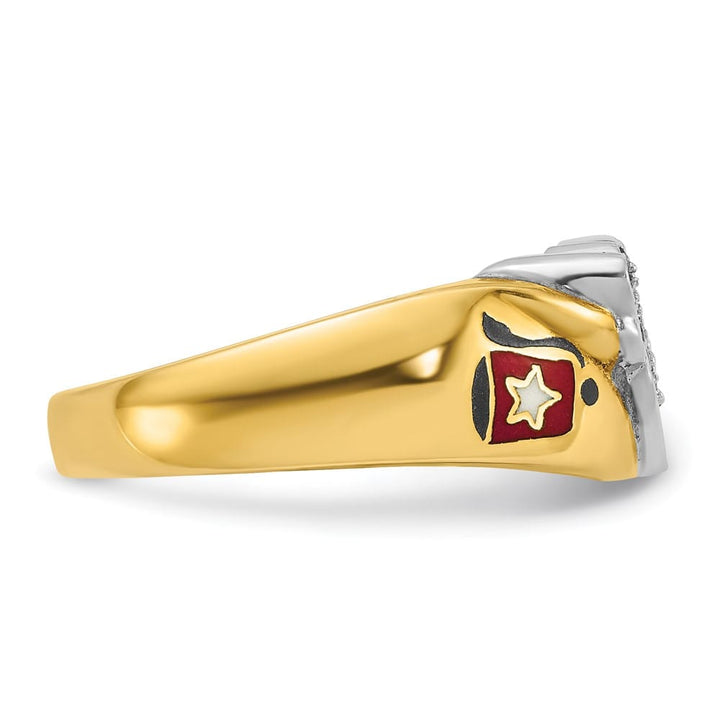 14k Two-Tone Gold 9.6 mm with Multi-Color Enamel and Masonic Ring
