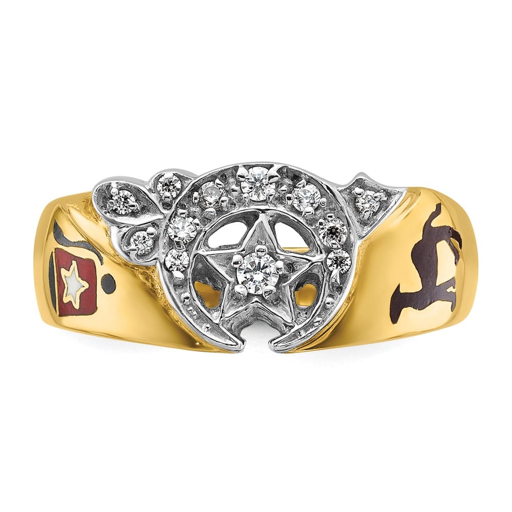 14k Two-Tone Gold 9.6 mm with Multi-Color Enamel and Masonic Ring