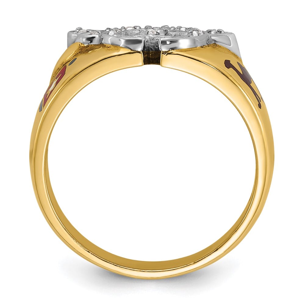 14k Two-Tone Gold 9.6 mm with Multi-Color Enamel and Masonic Ring