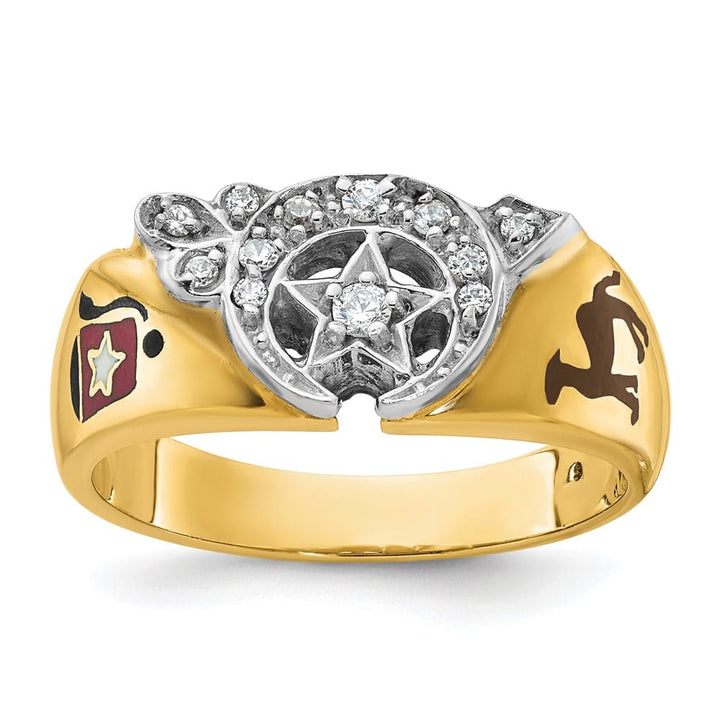 14k Two-Tone Gold 9.6 mm with Multi-Color Enamel and Masonic Ring