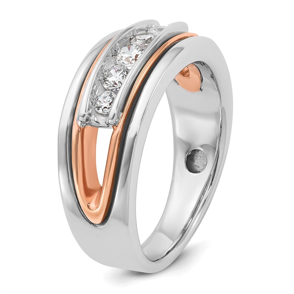 14k Two-Tone Gold 9 mm Channel-set 5-Stone I1 Diamond Men's Ring