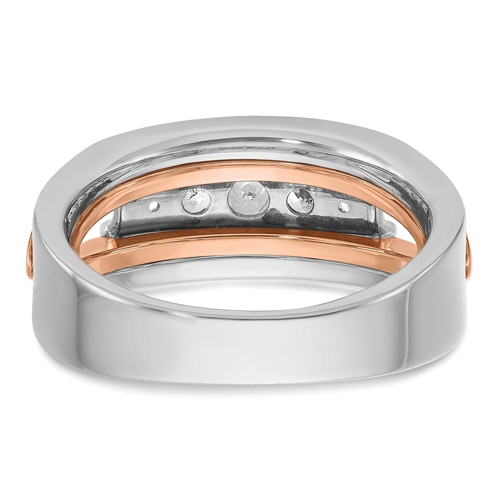 14k Two-Tone Gold 9 mm Channel-set 5-Stone I1 Diamond Men's Ring