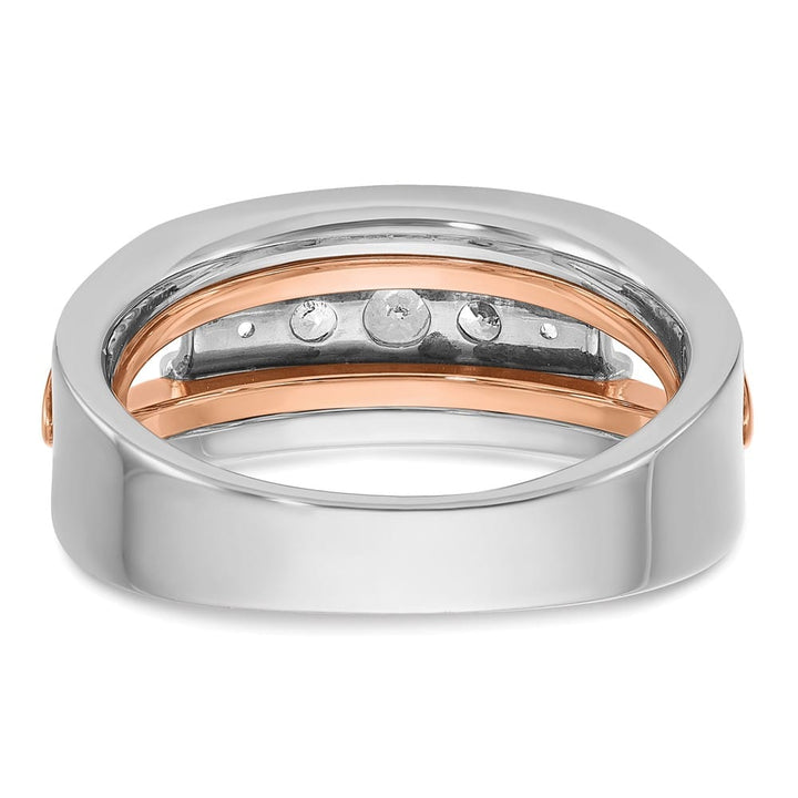 14k Two-Tone Gold 9 mm Channel-set 5-Stone I1 Diamond Men's Ring