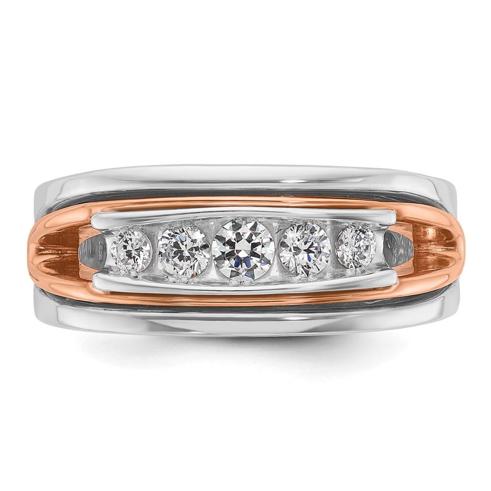 14k Two-Tone Gold 9 mm Channel-set 5-Stone I1 Diamond Men's Ring