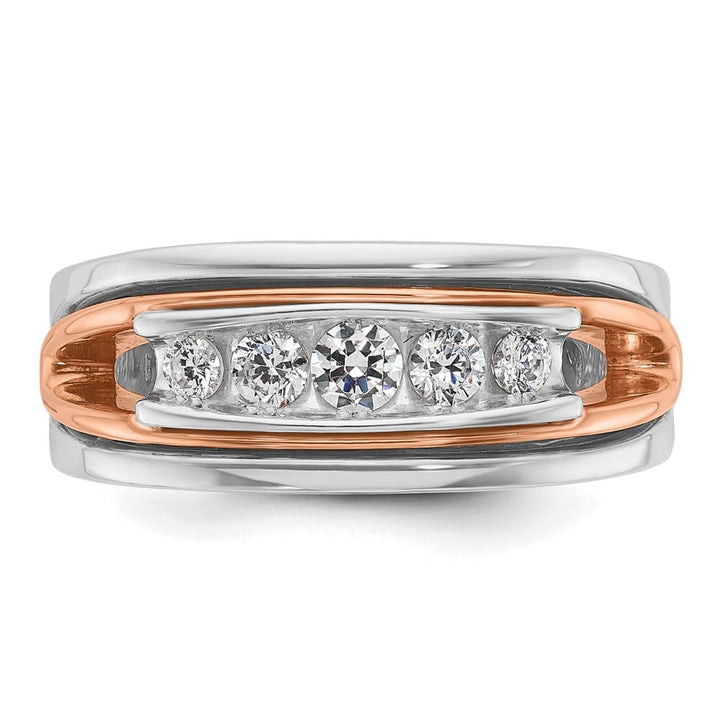 14k Two-Tone Gold 9 mm Channel-set 5-Stone I1 Diamond Men's Ring