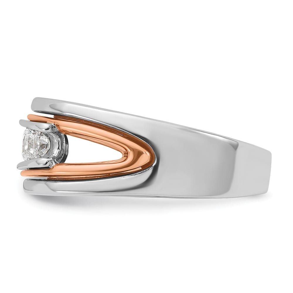 14k Two-Tone Gold 9 mm Channel-set 5-Stone I1 Diamond Men's Ring