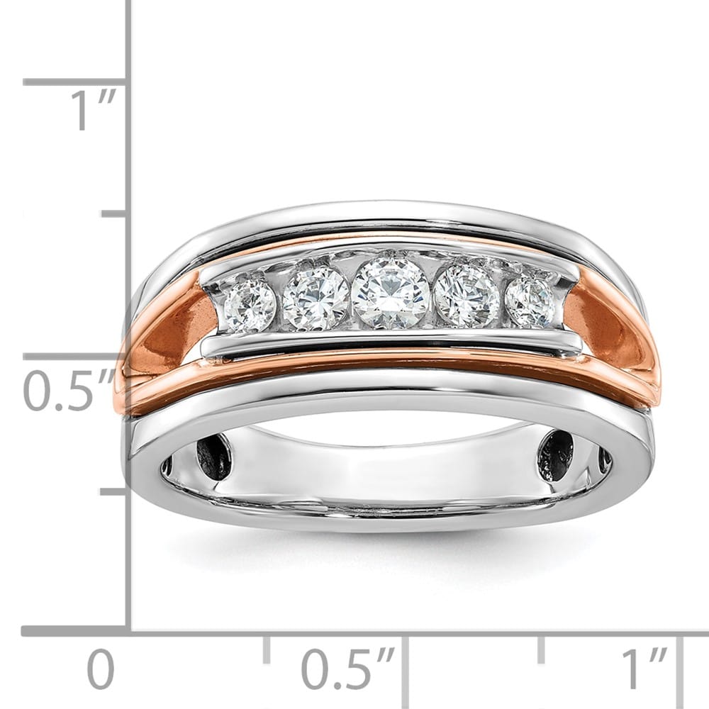 14k Two-Tone Gold 9 mm Channel-set 5-Stone I1 Diamond Men's Ring
