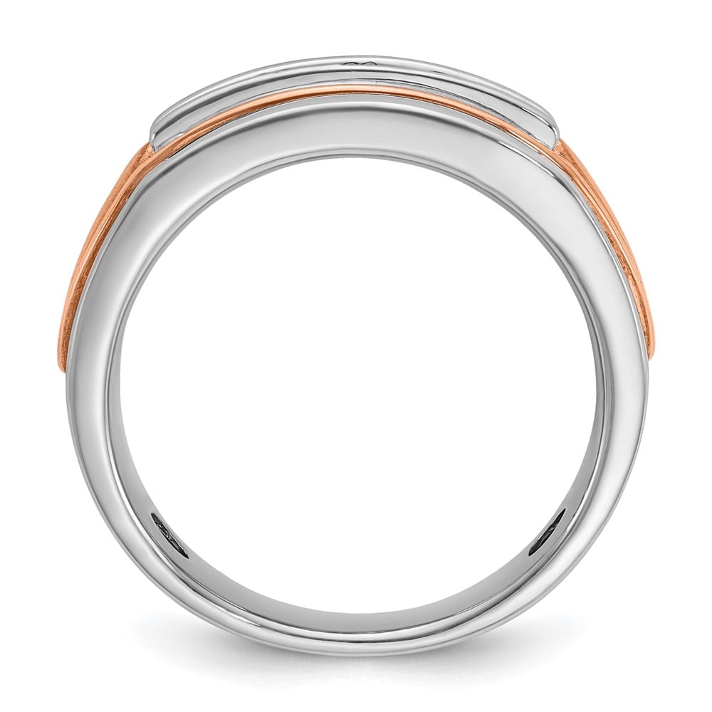 14k Two-Tone Gold 9 mm Channel-set 5-Stone I1 Diamond Men's Ring