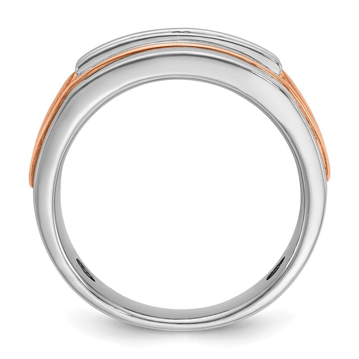 14k Two-Tone Gold 9 mm Channel-set 5-Stone I1 Diamond Men's Ring