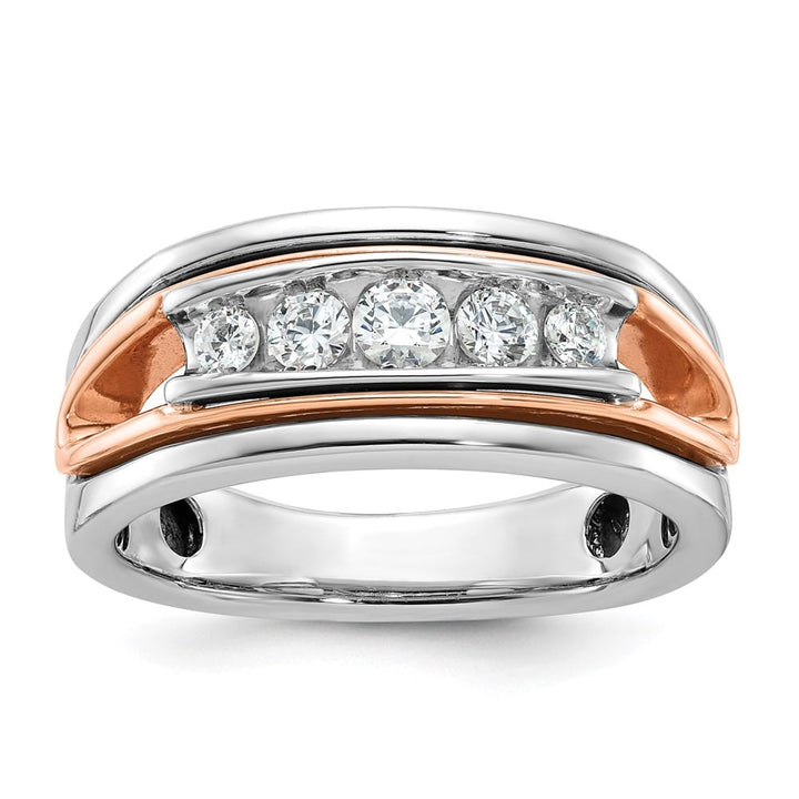 14k Two-Tone Gold 9 mm Channel-set 5-Stone I1 Diamond Men's Ring