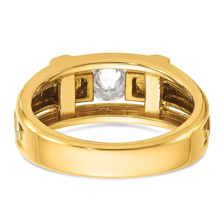 14k Two-Tone Gold 9 mm Cut-Out I1 Quality Diamond Cross Men's Ring