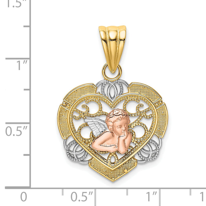 14K Two-Tone Gold Angel In Heart Charm