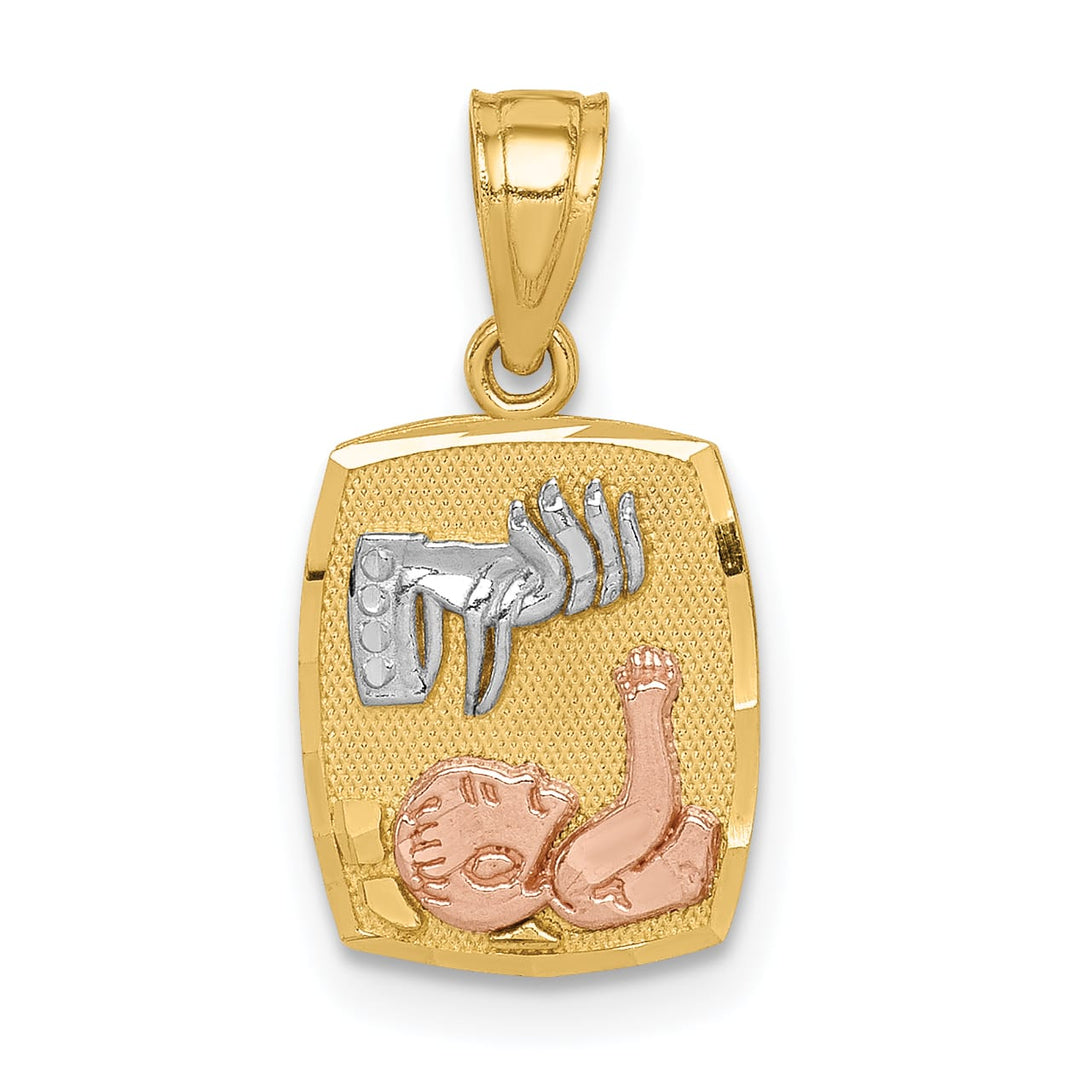 14K Two-Tone Gold Baptism Rectangular Pendant