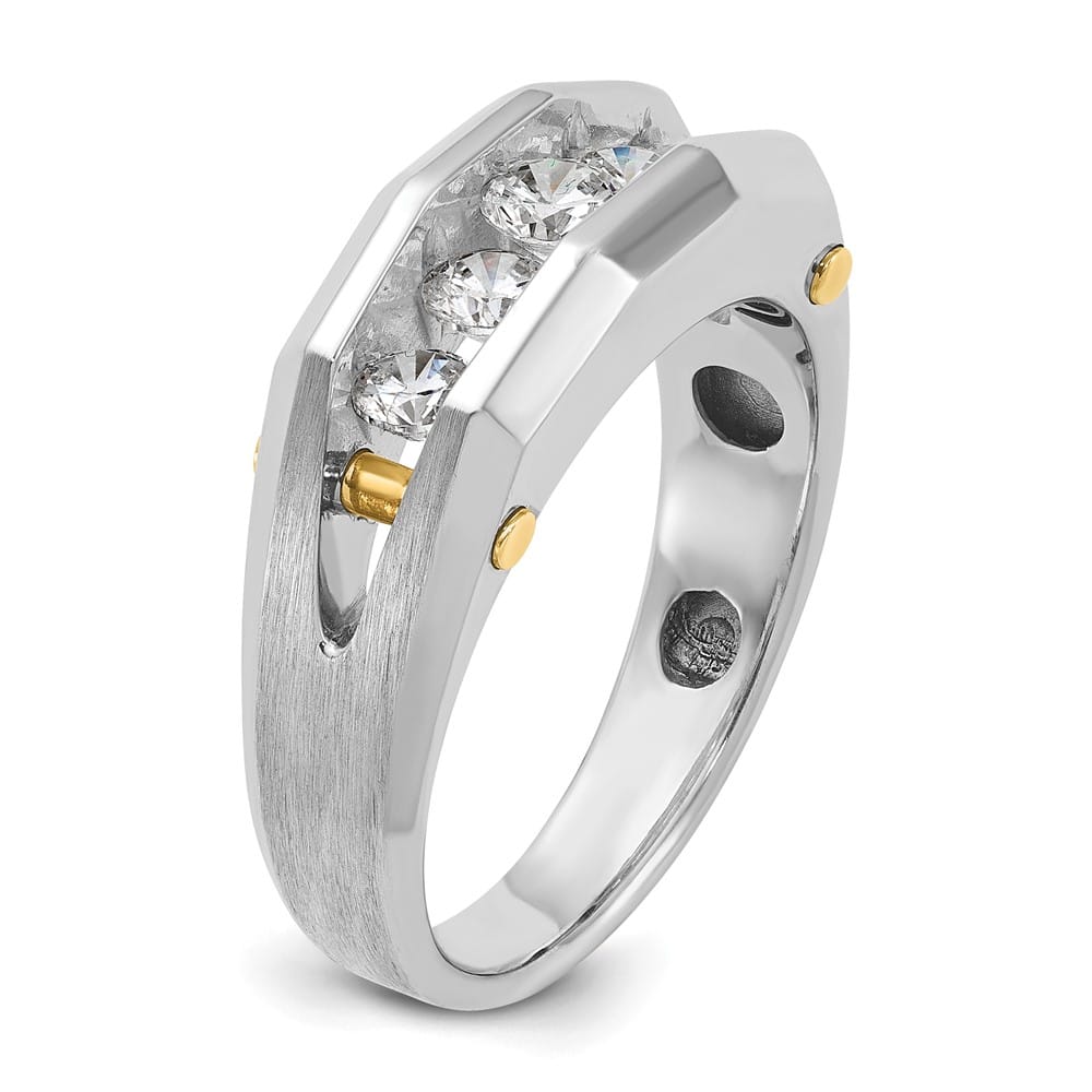 14k Two-Tone Gold Channel-set 5-Stone I1 Diamond Men's Ring