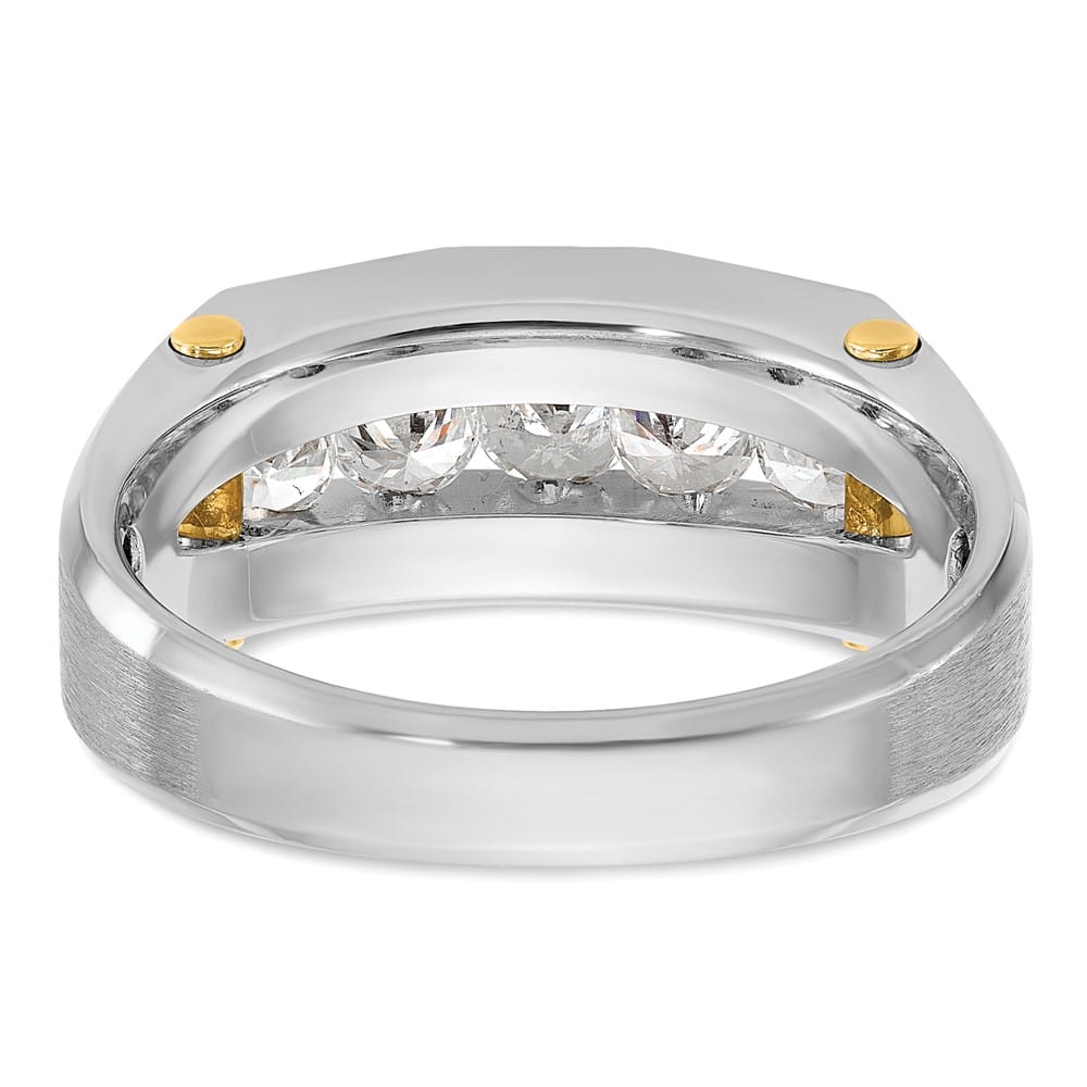 14k Two-Tone Gold Channel-set 5-Stone I1 Diamond Men's Ring