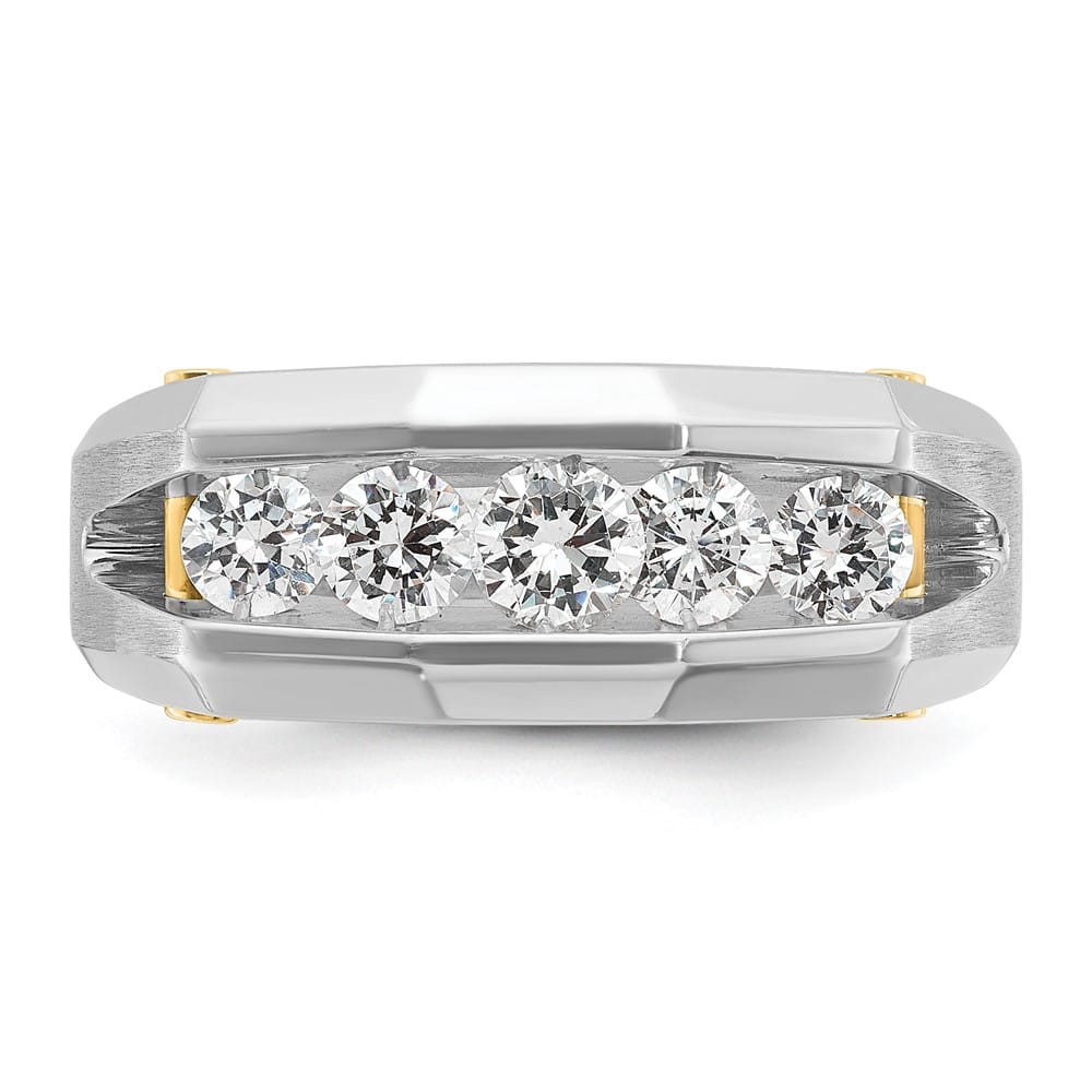 14k Two-Tone Gold Channel-set 5-Stone I1 Diamond Men's Ring