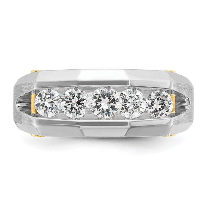 14k Two-Tone Gold Channel-set 5-Stone I1 Diamond Men's Ring