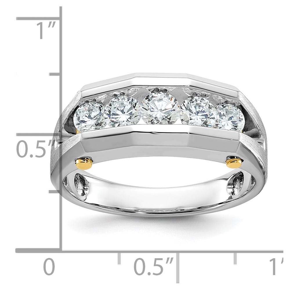 14k Two-Tone Gold Channel-set 5-Stone I1 Diamond Men's Ring