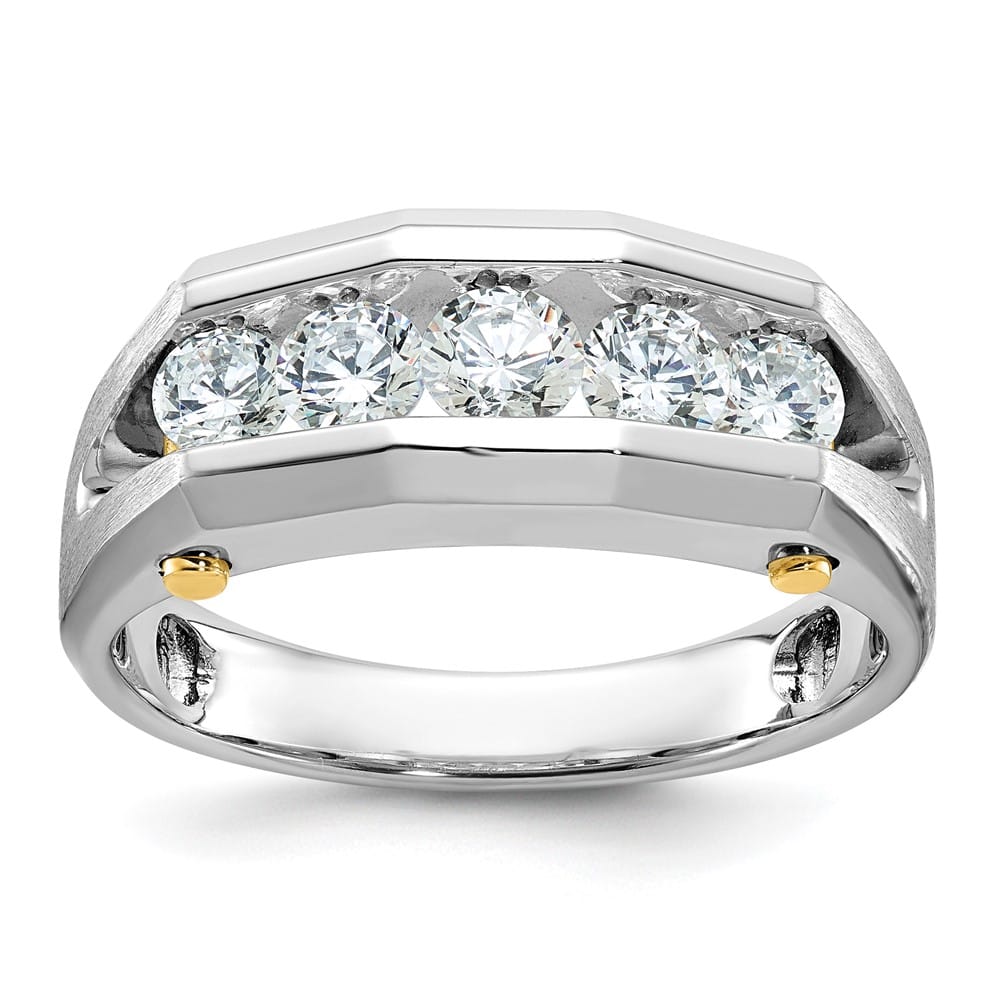 14k Two-Tone Gold Channel-set 5-Stone I1 Diamond Men's Ring