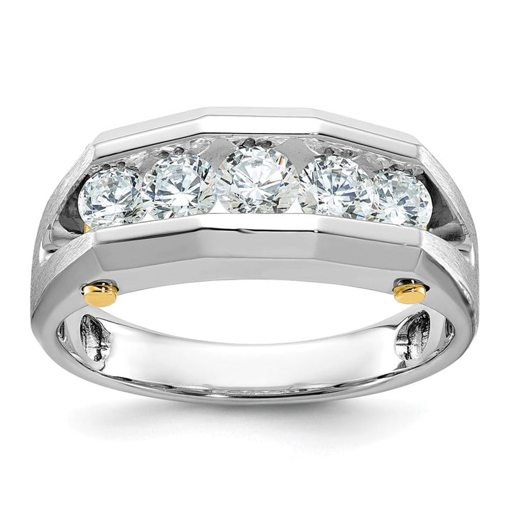 14k Two-Tone Gold Channel-set 5-Stone I1 Diamond Men's Ring