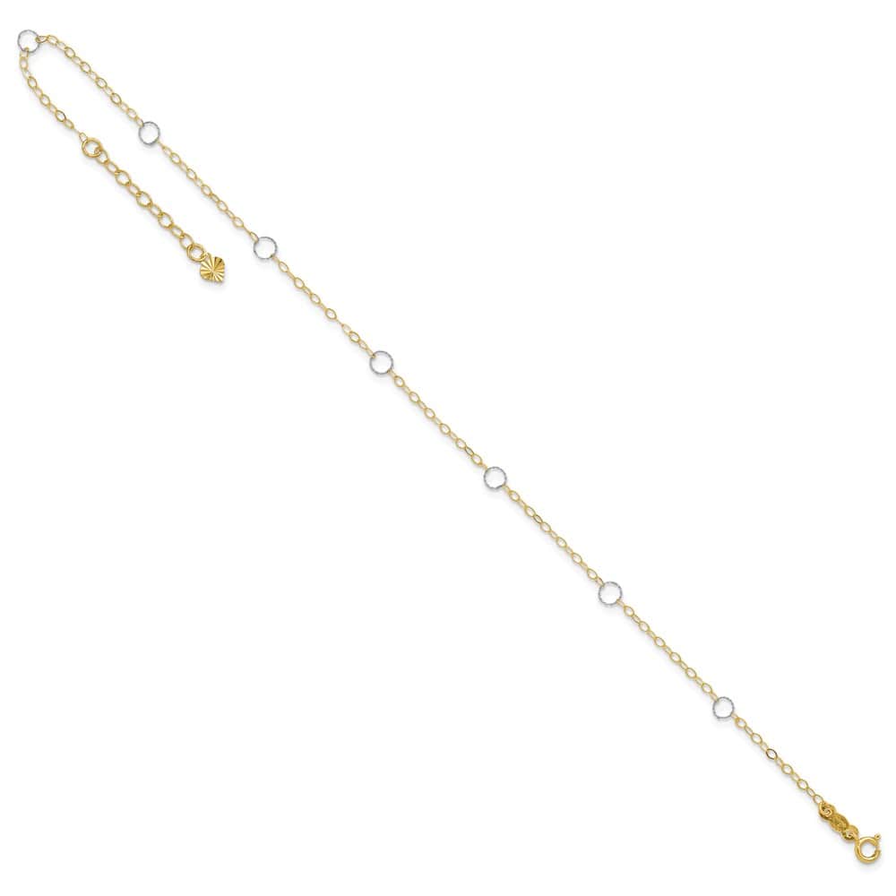 14K Two-Tone Gold Circles 7-Station Anklet