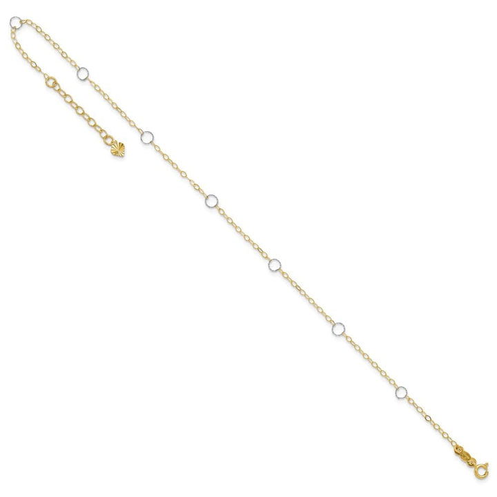 14K Two-Tone Gold Circles 7-Station Anklet