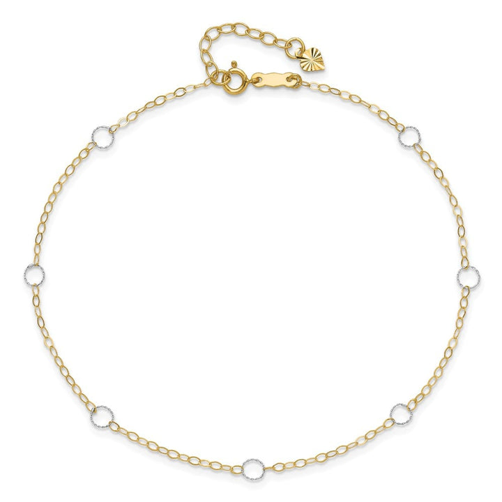 14K Two-Tone Gold Circles 7-Station Anklet