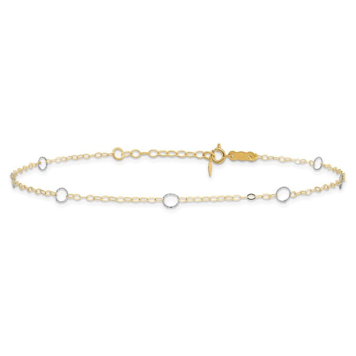 14K Two-Tone Gold Circles 7-Station Anklet