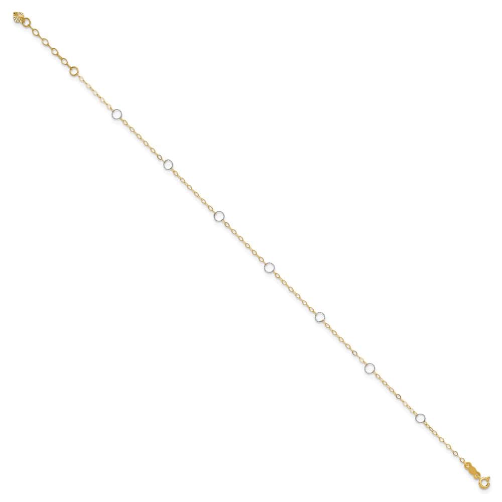 14K Two-Tone Gold Circles 7-Station Anklet
