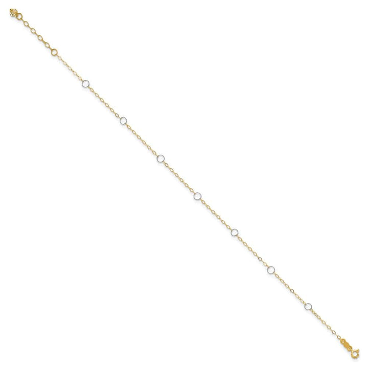 14K Two-Tone Gold Circles 7-Station Anklet