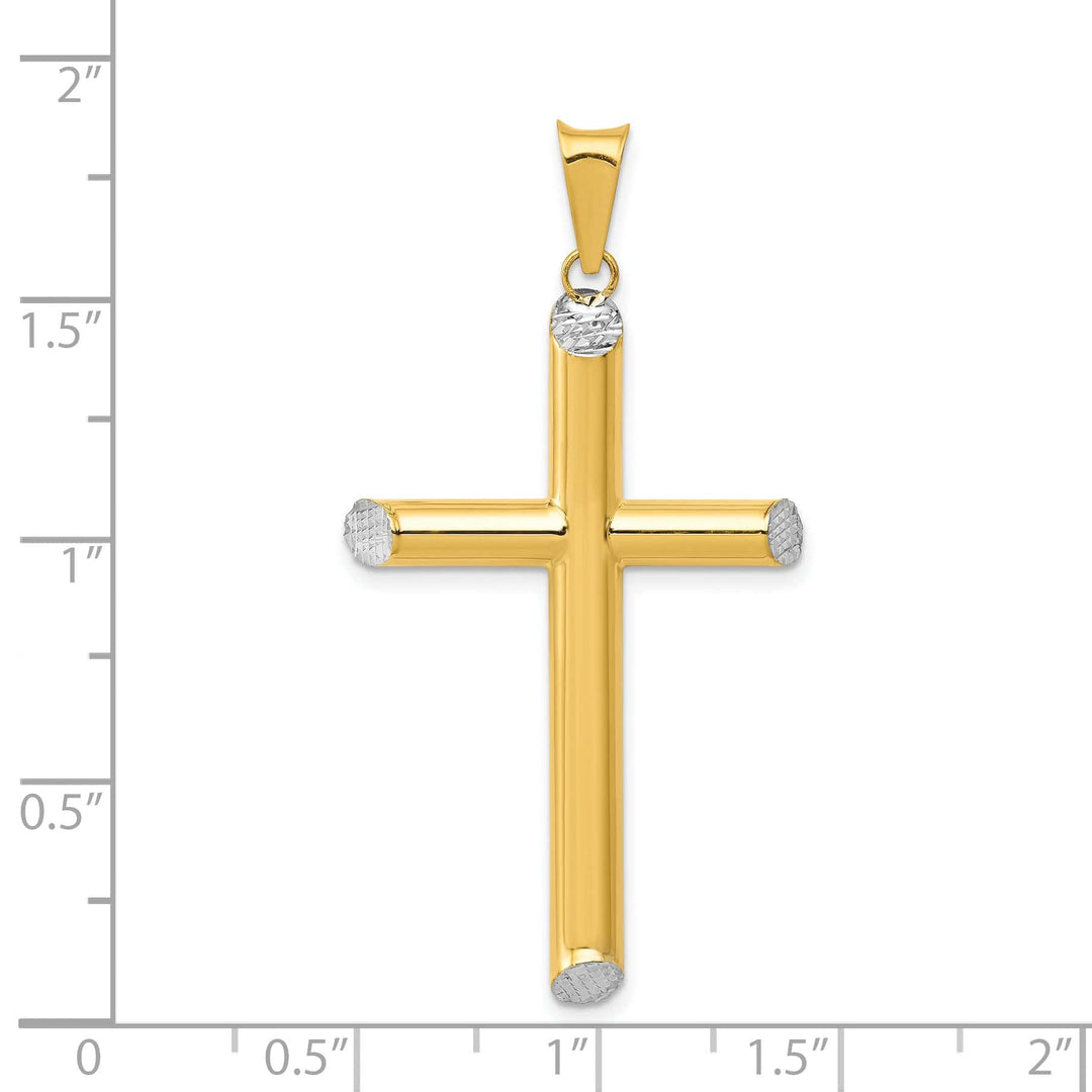 Lovely Rita's 14K Two-Tone Gold Classic 3-D D.C Hollow Latin Cross Pendant