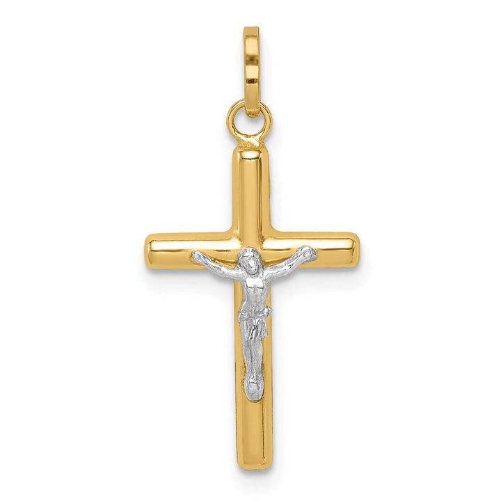 Lovely Rita's 14K Two-Tone Gold Classic Polished Hollow Crucifix Cross Pendant