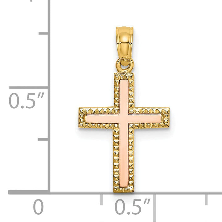 Lovely Rita's 14K Two-Tone Gold Classic Polished Religious Latin Cross Pendant