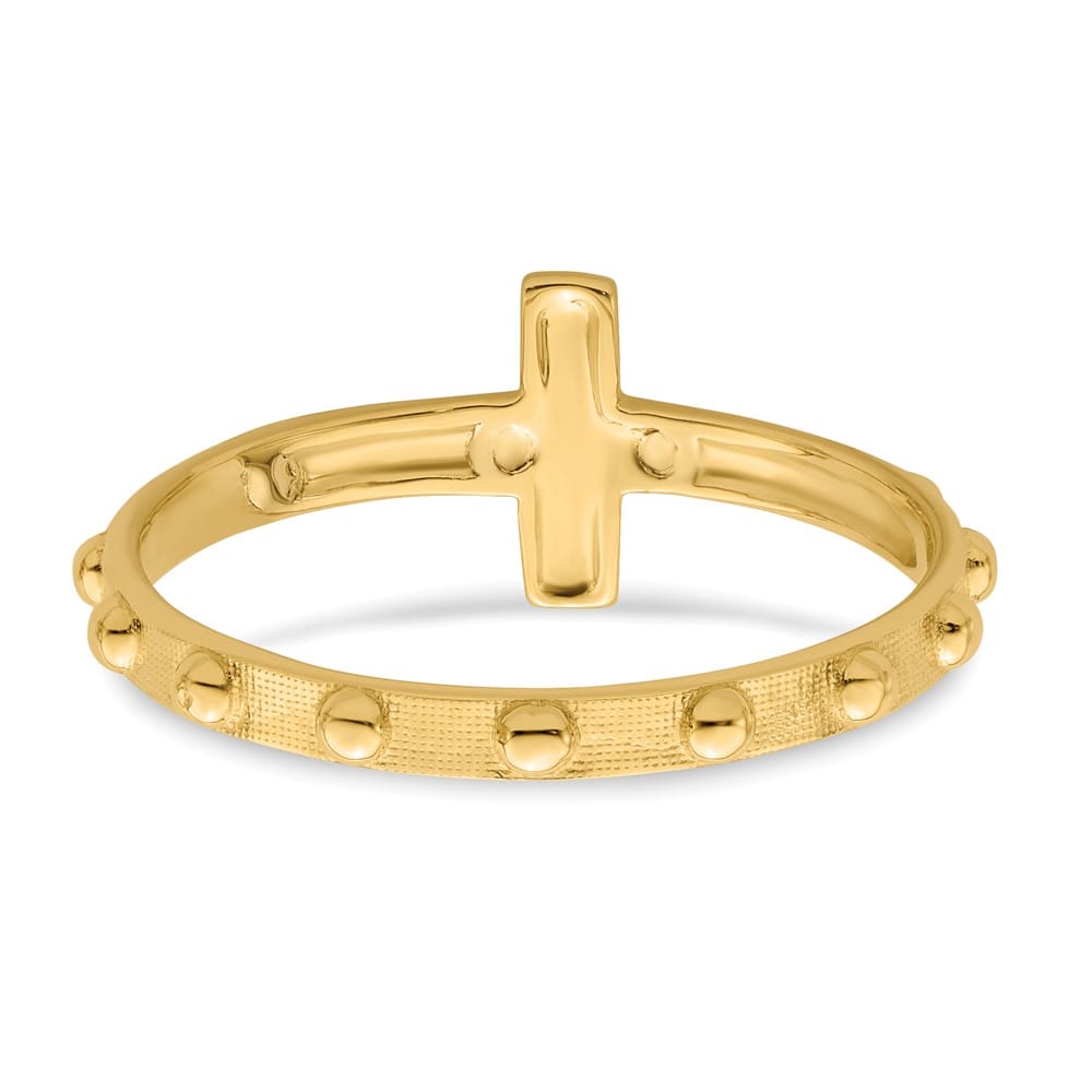 14k Two-Tone Gold Crucifix Rosary Ring