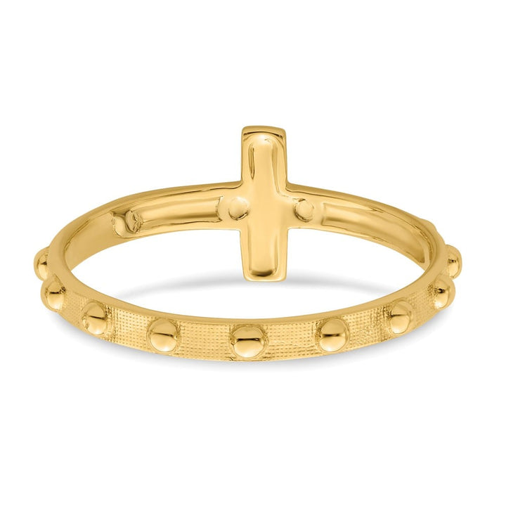 14k Two-Tone Gold Crucifix Rosary Ring