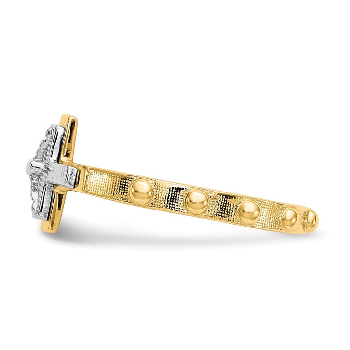 14k Two-Tone Gold Crucifix Rosary Ring