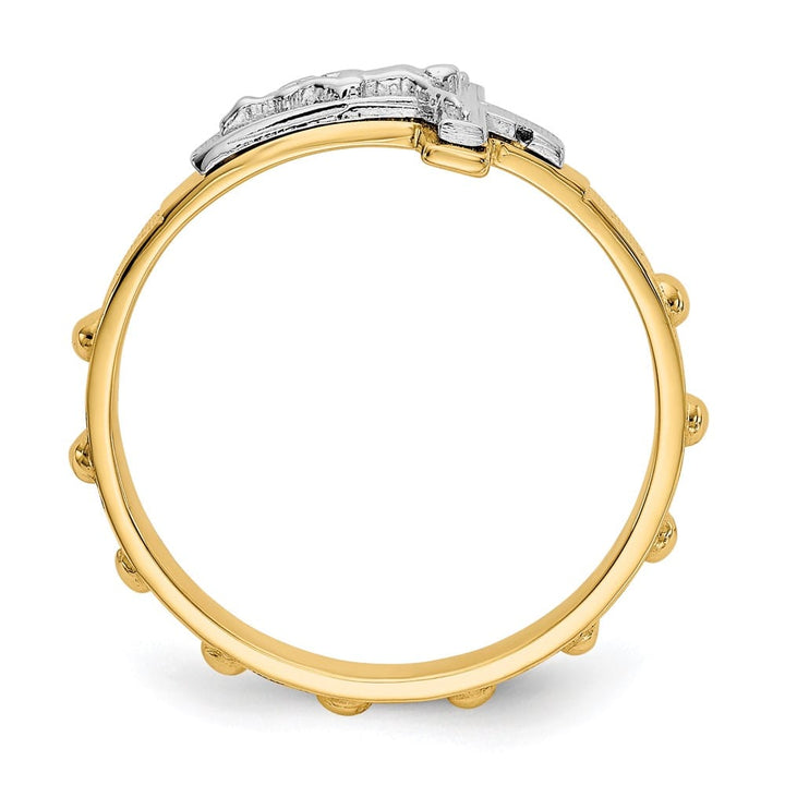 14k Two-Tone Gold Crucifix Rosary Ring
