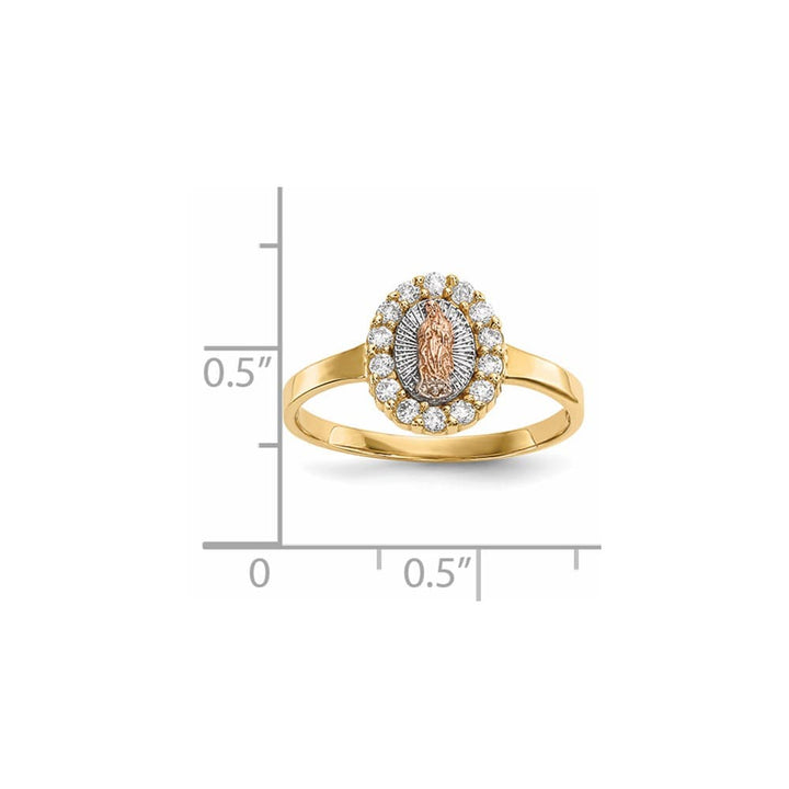 14k Two-Tone Gold CZ Our Lady of Guadalupe Ring