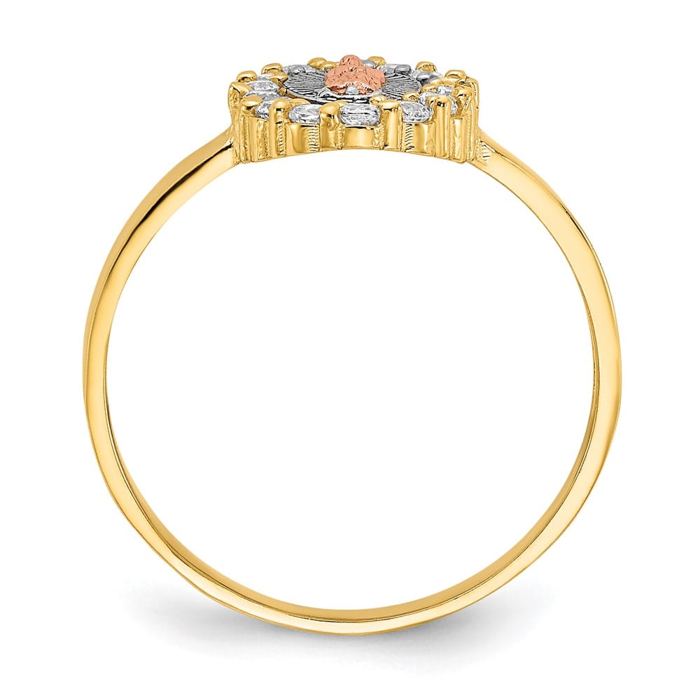 14k Two-Tone Gold CZ Our Lady of Guadalupe Ring