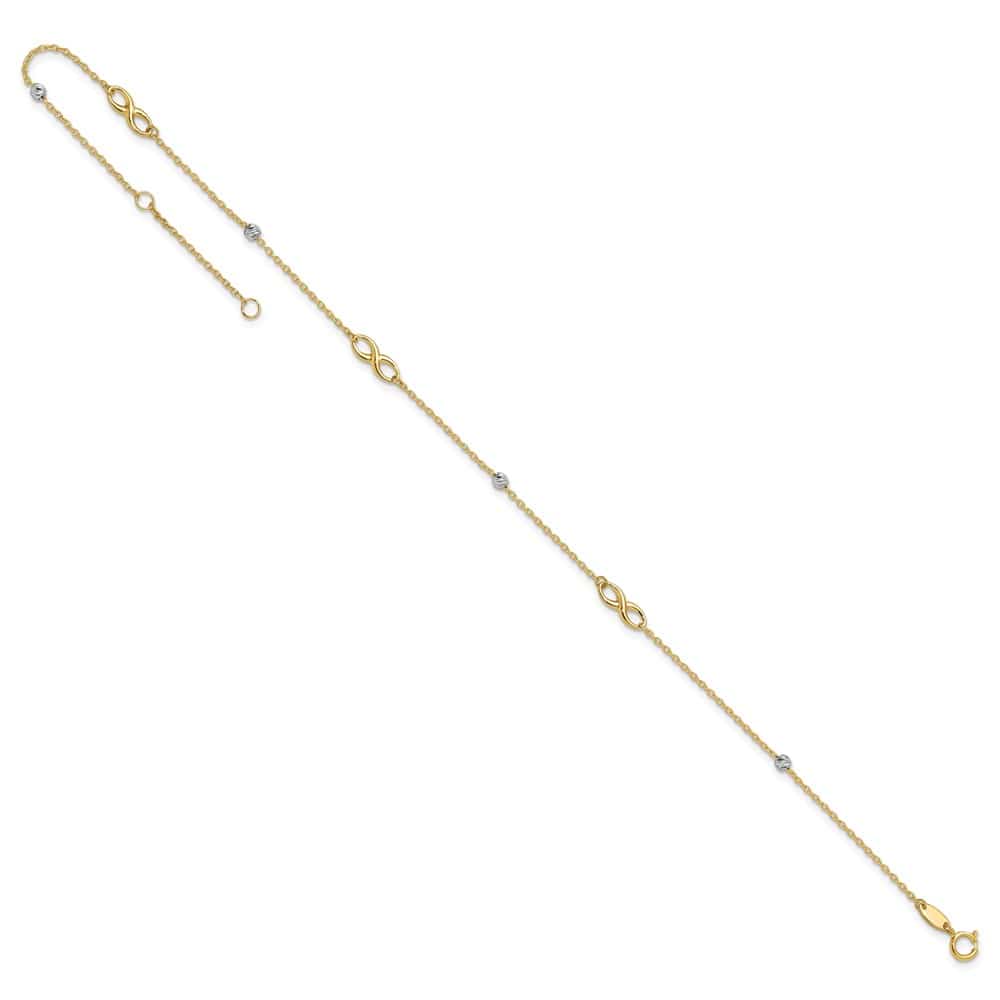 14K Two-Tone Gold D.C. Beads and Infinity Anklet