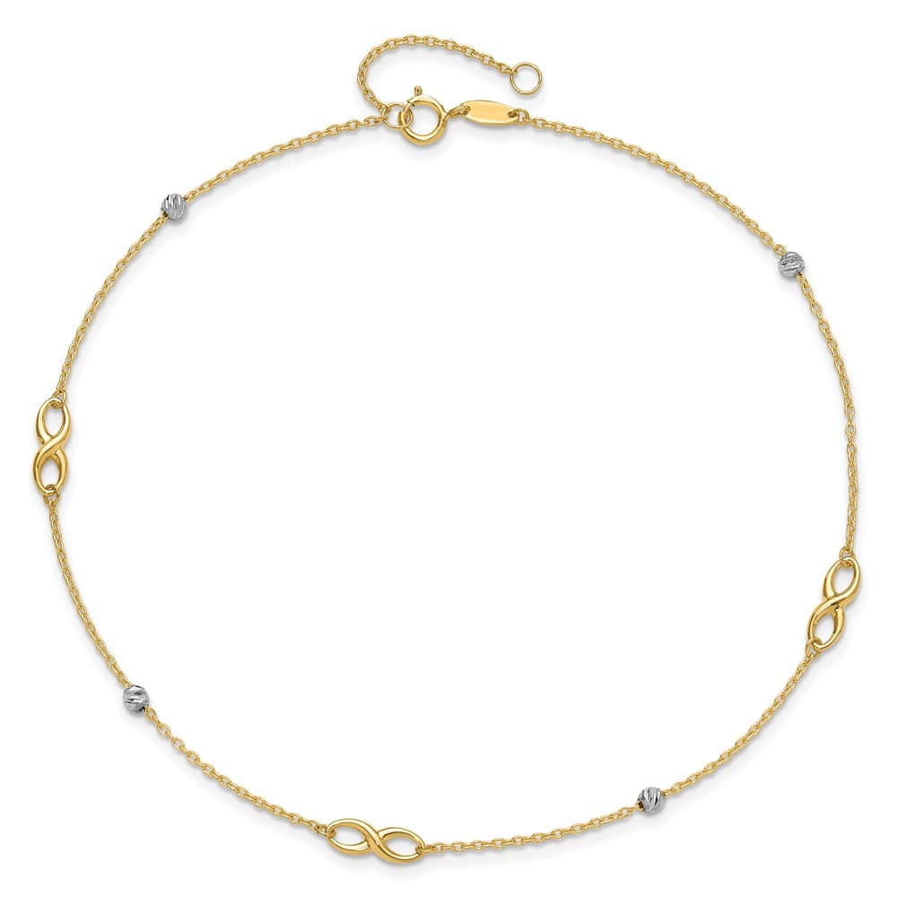 14K Two-Tone Gold D.C. Beads and Infinity Anklet