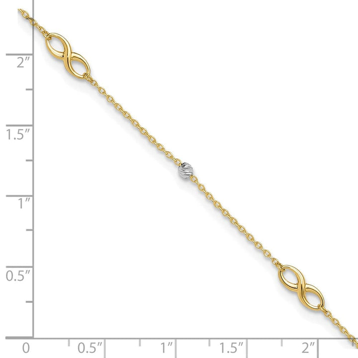14K Two-Tone Gold D.C. Beads and Infinity Anklet