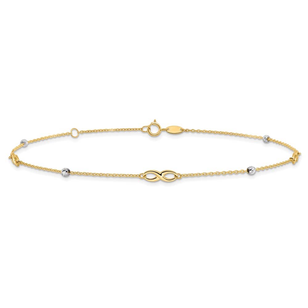 14K Two-Tone Gold D.C. Beads and Infinity Anklet
