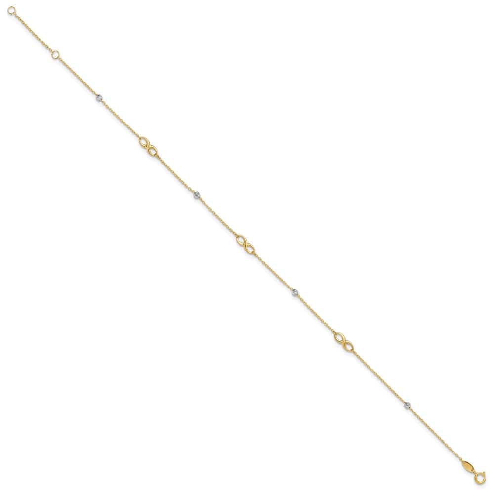 14K Two-Tone Gold D.C. Beads and Infinity Anklet