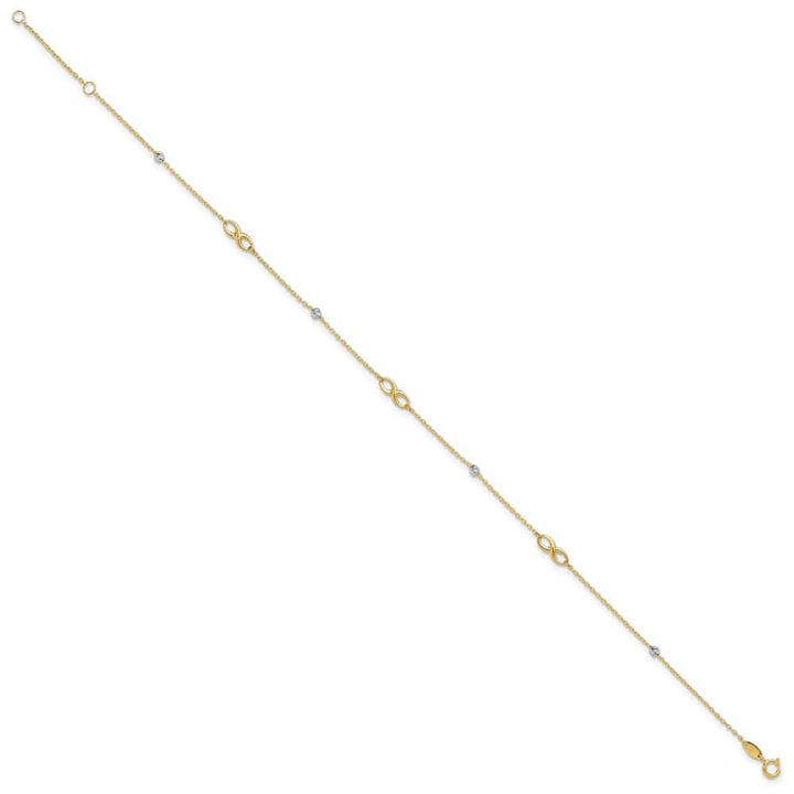 14K Two-Tone Gold D.C. Beads and Infinity Anklet