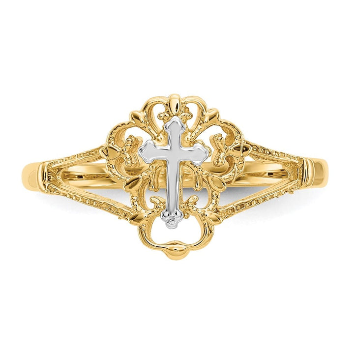 14k Two-Tone Gold D.C. Cross Ring