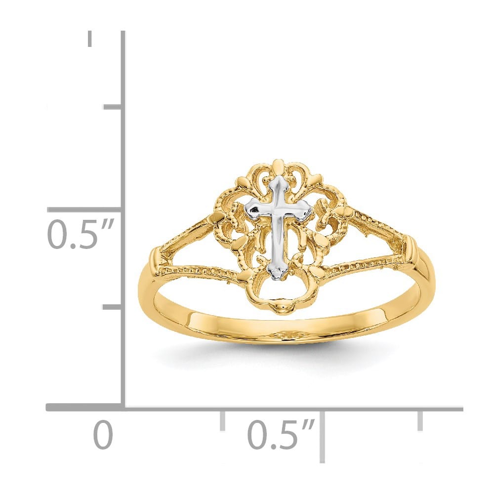 14k Two-Tone Gold D.C. Cross Ring