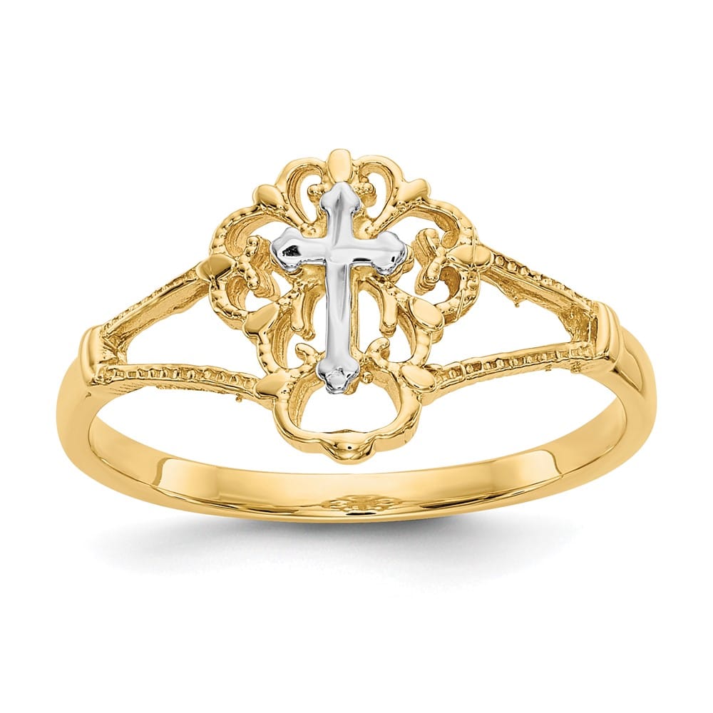 14k Two-Tone Gold D.C. Cross Ring