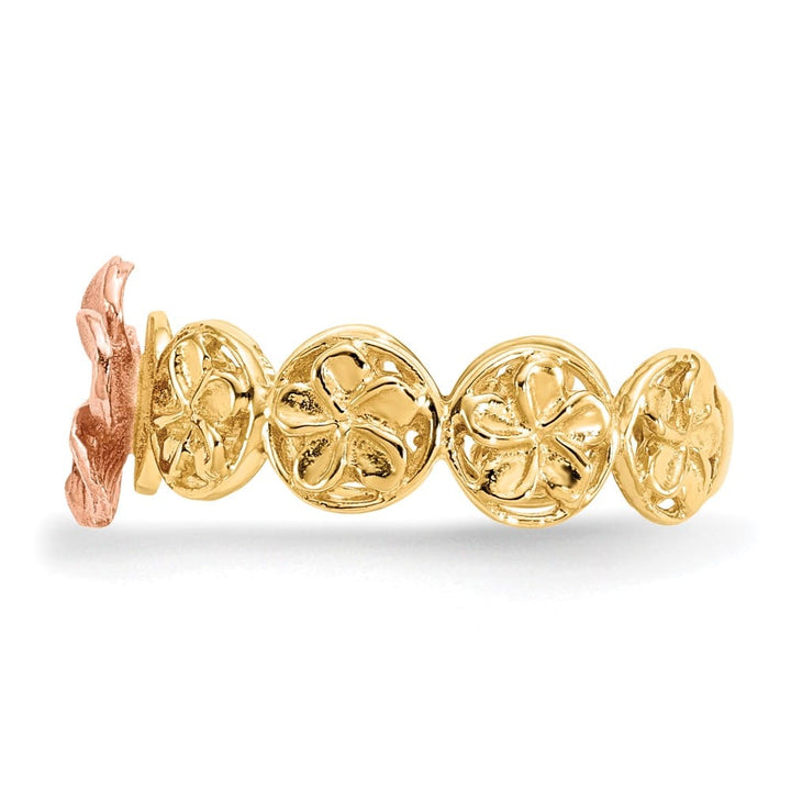 14k Two-Tone Gold D.C. Plumeria Flowers Rose Ring