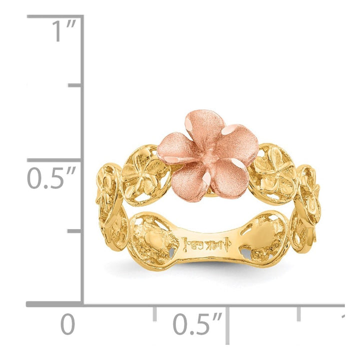 14k Two-Tone Gold D.C. Plumeria Flowers Rose Ring
